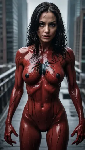 Ymbiote symbiote 거미 남자로 40 세 여성 변화