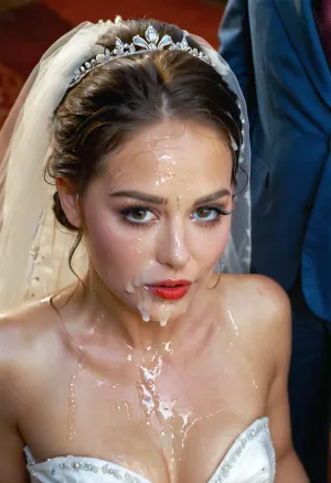 La douche non conventionnelle d'une mariée : un moment de mariage rempli de sperme

- Oui.

Dans une superbe image de plein corps, la mariée se tenait devant la foule, son parfait maquillage fait face à une toile de maquillage oculaire lourd et de couleur vive. Soudain, une torsion inattendue : une averse torrentielle de blanc, un symbole de pureté devenu sensuel, lui a plu le visage – ce n'était pas de la pluie, mais une éjaculation choquante. Les longs cils noirs étaient tachetés de gouttelettes, le sperme tacheant ses paupières, la peau de la joue et même mouillant ses lèvres rouges. Cet événement unique et inattendu a marqué un moment mémorable à son mariage.