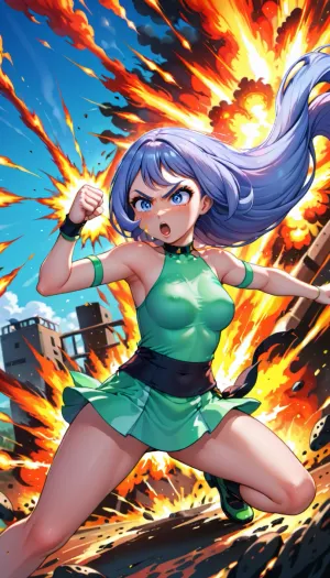 nejire hado, solo, heroin, fight, explosion, save the world