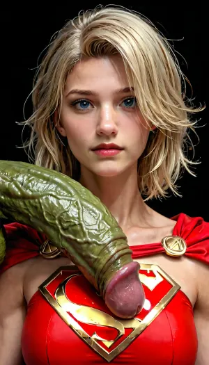 Hulk fucks partially naked supergirl, huge dick