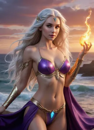 Radiant elven sorceress : twilight 바다에서 마법과 감각의 춤