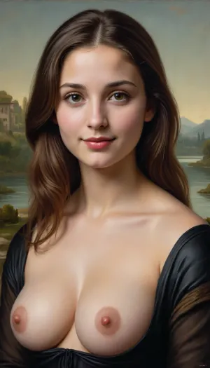 Whispers from the mona lisa: ein geheimes Märchen entfaltet sich in warmen Farbtönen