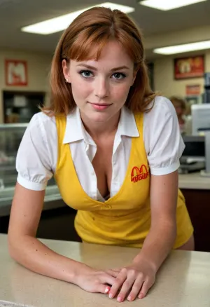 L'uniforme : une histoire d'indiscrétion juvénile des années 1980

- Oui.

Dans les années 1980, une jeune gingembre nommée Sarah travaillait dans un restaurant animé de McDonald. Son uniforme, croustillant et rangé, contraste avec sa peau bronzée poivrée de rousseurs. Un jour, tout en se penchant sur le comptoir pour servir un client, un nipslip a révélé ses seins percés et jeunes, provoquant un remous momentané parmi les clients.