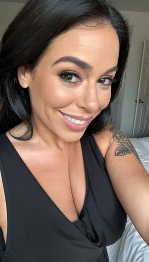 Ultra realistic, sexy mature, sexy 30 years old Mexican wife, dark black medium hair, slim thick, cute shy smile face, very cute charming and sexy, wearing dress, in bedroom, small hidden tat, up close selfie, instagram, model, discord, profile, picture, <lora:SelfiePhotographyRedmond:.5>