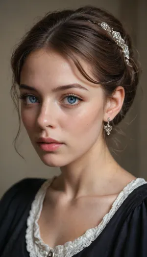 (Victorian woman:1.4), (ultra realistic, realistic, photorealistic, photo realistic, photorealism, photo realism), (maximum quality, ultra-detailed, insanely detailed, highly detailed, high quality, uncompressed, raw source photograph), (highly detailed eyes, high resolution eyes, high quality eyes, highly detailed skin, detailed skin texture, highly detailed hair), (same color eyes, symmetric eyes, matching eyes, detailed eyes, detailed iris, detailed pupils, limbal ring around iris, perfectly round iris, perfectly round pupils), (expressive eyes, striking eyes, captivating eyes, mesmerizing eyes, glittering eyes, Fae eyes), (full body view:1.2)