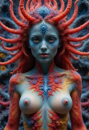 group mix of 4 naked women, minimalism.red on yellow.streams of hot fractal plasma.4 oily shiny golden scorpion statuette, a fractal naked man in the form of a fractal eye.an anthropomorphic xenomorph.a statue of a naked woman, beauty, long hair and legs, big hips and a bare bust.Mobius fractals.blue on blue.red on red.fractal vortices inside the eye.fractal black wool.fractal fog, random optical illusion, close-up.botanical+Fibonacci+anatomical+Goya+arabesque, butterflypussy1, rear, closed_pussy, puffies, ral-trichom, <lora:ral-trichome-sdxl:.5>, <lora:275493_training_data:1.3>