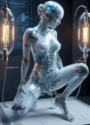 Full body view，full body view，full body view，Generate a picture One day, a naked curvy fat female black dark skinned objectified subjected to painfull medical experiment to be a big full bodymorbike sexmashine, in a hospital room, sexmachine, 1girl, spread, legs, cum, in, pussy, stationary, restraints, legup，Standing on one foot, (night, ring lamps:1.3), ((cyberpunk laboratory, broken cyborg girl, ridding sexmachine)), full body photo, plasma and wires inside the body, a robot skeleton, mechanical organs, implants in the head, wires and tubes with plasma from the skull, full body view，full body view，full body view, full body view，full body view, hinaigirl, on, full, body, JS_UpOneLeg, standing, split, up, one, leg, <lora:sexmachine_XL_0_:.8>, <lora:PAseer-SDXL-Transparent Robot:.8>, <lora:ByteBlade:.9>, <lora:MaybeBetterFaceInFullBodyLora_XL_rev3:2>