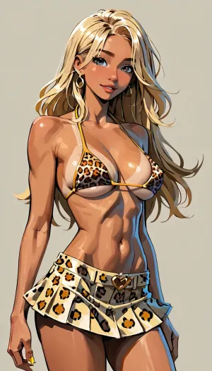 Blonde goddess in leopard bikini — j_cartoon drawing