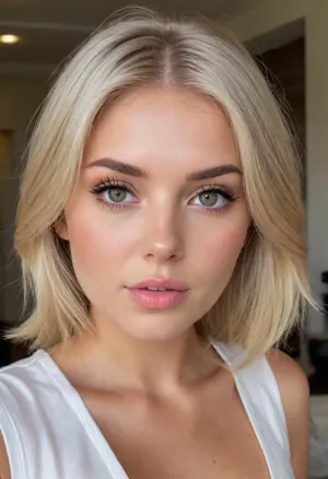 (mischievous girlfriend, adorable girlfriend:1.4), (stunning body, playful attitude), (fit body, large natural breasts, soft breasts, teasing the viewer, flashing her breasts), (snapshot aesthetic:1.5), (expressive eyes, large eyes, mischievous eyes:1.2), gazing directly at the viewer, (ash blonde hair cut in stylish textured layers, voluminous silky hair:1.4), (seductive pose, sexual tension, playful aura:1.2), (natural lighting, naturally lit, ambient lighting:1), (soft shadows on her face:.9), taken with a smartphone camera, snapshot style, point-and-shoot, shallow depth of field, (natural phone bokeh, lens flare:1.1), slightly off-center composition, natural framing, medium shot, soft focus on background, god rays, ziprealism, igbaddie, <lora:igbaddie-XL:.4>