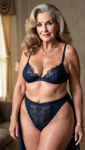 old granny mature, sexy 64 years old granny, dark blonde hair, long wave hair, glamour, big hoop earrings, necklace, big eyes, wide shoulders, thick body, curvy, huge culottes, big culotes, wanking, very tall, very saggy boobs, looking at the camera, naught smile face, very hot and horny, seduction horny, high waisted body lingerie, very high waisted body lingerie