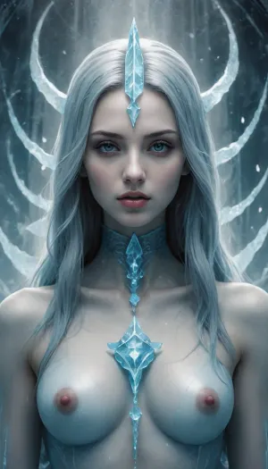 illustration. draw with ink. stylish arcane. faceless gods. female. Ice Blue. /©KlTTY-ART/