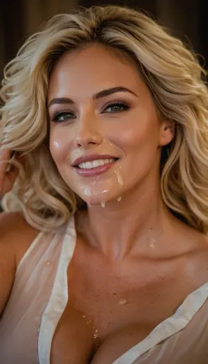 (((40 yo bleach blonde holding hair up, long wavy tousled hair))), elegant look, pleasing, close up. Looking down on model. Model looking up at viewer. Model holding hair up. On knees looking up. mature woman, white blouse and skirt, ((Perfect mouth, perfect teeth, perfect smile, sexy, sensual look, gigantic breasts, pretty face)), (Pre:1.5), 1.5

Professional majestic photography, (Leica M6 Camera), 24mm, exposure blend, hdr, faded, extremely intricate, High, (fantasy art:1.1), Sharp focus, dramatic, soft cinematic light, (detailed pupils), ((huge ammount of cum dripping on her face:1.5)), 4k textures, adobe lightroom, photolab, elegant, soothing tones, insane details, hyperdetailed, realcumAI, cohf, semen, cloth, woman, large, boobs, tits, Atomictits, <lora:JustCum:1.2>, <lora:bombshell_v2:.8>, <lora:AtomictitsXL:.8>