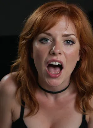 gorgeous, 48 yo ginger hotwife, (one person), black dress, fitted dress, naked, dress with strapas, (downblouse), (milf:1.2), (mature:1.2), (skinny), (slender), (wrinkles:1.2), (wide open mouth), (narrow face:1.2), wide jaw, wide cheekbones, sharp chin, snub-nosed, (sharp face features:1.1), (big eyes), (wide open eyes), (orange hair), (freckles:1.2), messy hair, (lush hair), wild hair, (sexy lipstick), (ruined makeup:1.1), (long thick eyelashes), (big lips), (wide mouth), cum dripping, (drooling), (facial:1.2), (cum covered face:1.2), (black chocker), (cum overflow:1.1), cum dripping down, (sweat:1.2), (sweaty:1.2), (bukkake:1.2), (close up:1.1), cuckold, wife, pov cumkiss, wicked smile, (cruel look:1.3), (evil look), (open mouth), (mouth full of cum:1.3), (cum spitting:1.8), (standing on all fours above:1.2), (view from below:1.2), (view from under the woman:1.3), eye contact, (looking down:1.2), (head is tilted down:1.2), face view, (hair hanging down), (face close up), (upper body view:1.1), (sagging breasts), (hanging breasts), veiny breasts, stretch marks, reaching forward, (ceiling), (black background), dim light, (tattoo:1.1), (hair fringe:1.2), (hair bang)