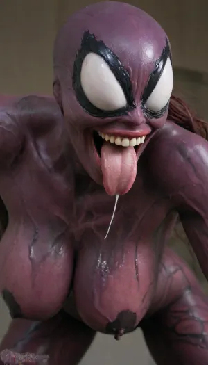 Hyperrealistic art, venom is a purple character with a large mouth, venom symbiote, 8 k cg render, venom, carnage, symbiote, 8k render, hyperreal highly detailed 8 k, 8 k high detail concept art, huge big breasts, hyper real render, 3 d render character art 8 k, 8k octane render, 8 k octane render, high detail 8 k render . Extremely high-resolution details, photographic, realism pushed to extreme, fine texture, incredibly lifelike, <lora:She-Venom-FFusion.LORA:1>