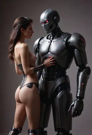 photorealistic, A futuristic vision from the year 3056, full body view of a sexy, slim housewife of the future has time-appropriate sex through artificial stimulation, sexually aroused and moaning, she enjoys the machine sex, (masculine sex-droid with built in dildo:1.8), (sex machine:1), (metal dildo in pussy:1.5), teasing, (shaking orgasm:1), pulsating pussy, lustful, squirting, sweaty skin, fucked by machines and robots, flux-style, DonMSp3ctr4lXL, mad-2cbrrm, mad-1cbrrm, <lora:aidmaFluxStyleXL-v0.2:.8>, <lora:DonMSp3ctr4lXL-000008:.8>, <lora:Neon_Cyberpunk_Cyberarm_SDXL:.8>