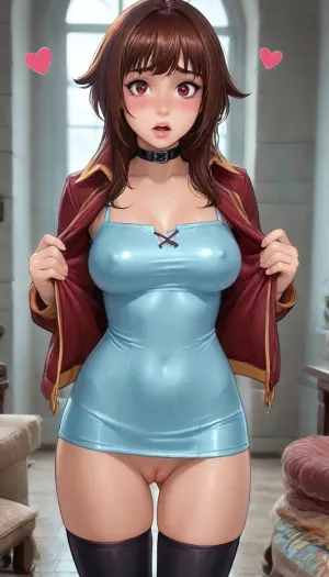 (REIQ style:1.1), Melkor Mancin style, null art, intricately detailed, ultra quality, ultra detail.
BREAK, (Megumin:1), (looking at viewer:1.5), .
BREAK, (super adorable and fuckable:1.4), (large voluptuous breasts:1.3), thick thighs, (tidy godpussy:1.4), (hypnotizing eyes:.8), (raised eyebrows:1.4), (adorably flustered and worried:1.8), (heart love:1.5), (moaning:1.2), (blushing:1.2), (pleading expression of a girl asking to be fucked:2), (wet:1.8), choker, (jacket:1.3), (tight dress to just above godpussy:1.5), thigh highs and leather boots.
BREAK, (flashing pussy:1.2), living room.
BREAK, closeup.
BREAK, igbaddie, <lora:cartoon_stickers_xl_v1:1.3>, <lora:ratatatat74-000050:2>, <lora:igbaddie-XL:2>