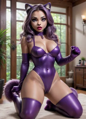small, female, detailed eyes, dark eyebrow, cute face, small face, cute, easynegative, hyper massive nipples, ((makeup:1.5), long blue eyelashes with eyeliner:1.2), (big lips:1.3), Her body is slightly tilted to the side, one leg is slightly bent at the knee, (purple pussy:1.1), nipple ringsnipple, (purple puffy anus:1.5), (there are, (big anal beads:1.3), sticking out of the anus), nipple ringsnipple slender petite body, score_/_up, score_6_up, horny expression, lesbian catgirls, lesbian cunnilingus, squirting orgasm, explosive orgasm, bubble butt, giant perfect tits, cat paws, furry cat feet, oversized nipples, shy, long hair, really long hair, extremely long hair, massive hair extensions, hair down to the floor, full bodu view, big cat tail, shapely legs, bimbo body, thin waist, standing, leaning forward, arching back, showing feet, squeezing breasts, female furry black panther with big and a beautiful pussy, feline_hybrid, cunnilingus, 2girls, girl, licking, pussy, forest, creek, waterfall, North, American, trees, plants, wide, portrait, <lora:Realistic_Feline_Hybrids:2>, <lora:Cunnilingus XL:.8>, <lora:XL_FD-ForestTrail-R16:1.4>