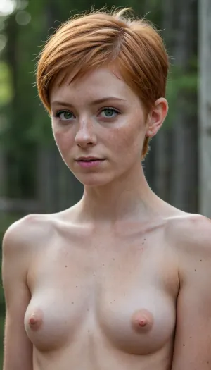 realism, ultra-realism, UHD 8K, extreme realism, maximum detail, (((very very short ginger hair))), ((short scruffy pixie cut hair)), bright green blue eyes, ((freckles)), (high-detail skin), high quality, athletic, 20 years old, A thin and tall woman, very fit, tomboy, masculine body, androgynous, naked woman, fucking the viewer POV in a cowgirl pose, <lora:add-detail-xl:1.4>, <lora:ahxl_v1:1.5>