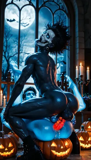 Sims, halloween, sexy young man ruined asshole, ((ghost:1.5)), (scary ghost hands coming from everywhere are wandering on the man's body), (((Ghost Anal Hard fucked:1.2))), (ghost double penetrated:1.2), a scary ghost monster sex the man by inserting his dick into his anus, (ghost grabbed in hair), (ghost grabbed in pecs:1.2), (many, hands, caress, a, man's, body:1.3), the sexy man has a scared expression on his face, moans, sceam, orgasm, in the night, mating, invisible penis in the ass, ((Insanely hot goth bimbo man 22 years old getting fucked anal by force by a freaky ghost monster with huge ghost monster cock)), ((huge exposed tits)), ((painful expression)), ((topless)), big ass, big pecs, (bouncing cock:1.5), straight black hair with blunt bangs, pale skin, black lipstick, perfect body, gaping ass, gaping booty, ((view from side)), ghost monster thrusting deeply into ass, clear cum dripping from ass, Object, gd, erection, sex, ghostly monster penis, large, (Halloween party), (skeletons), (zombies), (Burning candles), sweaty skin, hair blowing, gothic castle, (red neon lighting), (Blue eyes), pumpkin for Halloween, (a pumpkin on Halloween), (((a skull painted on the body:1.2))), light falling from the window, gay fantasy, hardcore gays men, (a painted body on Halloween:1.5), playboy stile, dark comics, only gay sexe scene