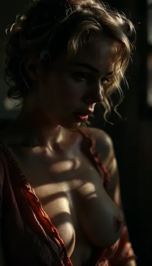 1950 Germany, an extremely sexually frustrated wife has interracial sex, (heterosexual couple), in the laundry room. With curlers in her blonde hair and a 1950s-style dressing gown, the lustful 40-year-old screams out her unbridled desire, pressing her pussy fiercely against his large, hard cock, her large breasts bouncing as his scrotum slams against her vagina. The brutal sex with her tall, black, muscular husband makes her body tremble with orgasms. He grabs her ass, insatiably greedy for her throbbing pussy, and fucks her in different positions, in different places, from different angles. Rough sex, pulling her hair, pinching her nipples. Sweaty bodies, freely expressed sexuality without taboos, perfect faces, perfect hands, perfect anatomy, atmospheric lighting., (Masterpiece, high quality, cinematic, 8K, UHD, high realism, highest level of detail), sunlight_str1, <lora:dark:.1>, <lora:style_lora_realis:.5>, <lora:sunlight_str1-SDXL_v1-dim64-steps1691:1.8>, <lora:MJ52:.5>