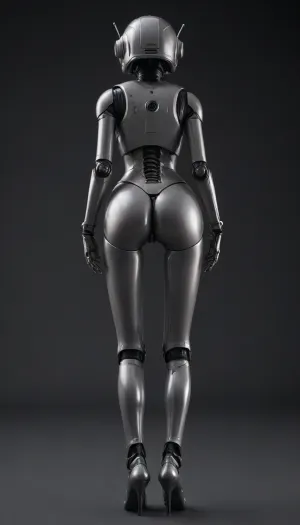 full body view of a skinny stunning hot female robot, (from behind:1.7), (bends far forward and shows the cute metal bubble butt:1.8), (detailed gray mechanical female sex droid with perfect pussy:1.8), (designed for sexual gratification:1.3), <lora:Simon_Stalenhag_LFTL_SDXL:.8>