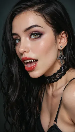 asian futanari with big dick and big balls, thicker dick, 30 cm long dick, goth, messed bangs hairstyle, garter belt and ripped off stockings, tight clothes, hourglass body, horny vampire, sensual face, attractive body, pleasure room, natural skin, beautiful face, ultra high details, hdr, veins on big dick, natural titts, highly detailed dick, barefoot, standing, side view, toned body, vivid colors, Stable-Yogis-Makeup-Enhancer-XL, detailxl, detailed eyes, movie, still, film, cinematic, shot, lighting, macro, 35mm, g, close, up, Perfect, Fangs, fangs, sharp, vampire teeth, fang, belly, cut-out, <lora:DetailedEyes_V3:2>, <lora:AdvancedEnhancerXLv2:2>, <lora:Unfazed vampire - XL SDXL V1.0:2>, <lora:BT_Belly_Cut-Out_Dress_XL:.8>