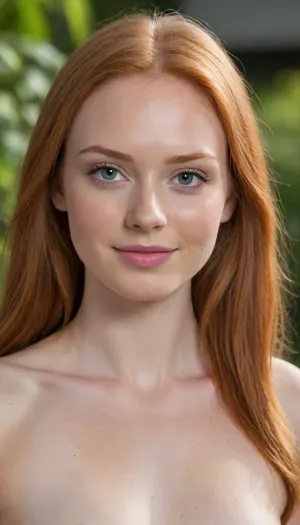 A ginger haired 21yo college student beauty, woman, completely naked, slim petite body with natural hourglass body shape, realistic skin, long opened straightened hair, straight hair, sporty, innocent smile, bright eyes, innocent face, cute face, very naturally pretty face, stunning beautiful, cutest girl in town, (natural bright ginger eyebrows:1.5), (full body in frame:1.4)