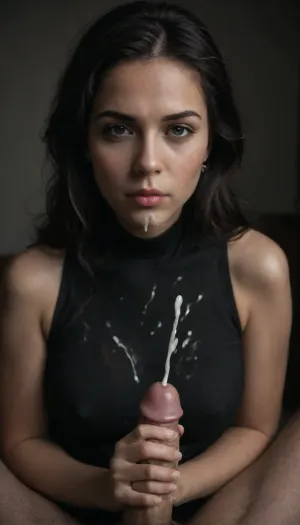 A man’s pov, getting a hand job from a tall skinny slutty natural amateur brunette 5 year old japanese milf with a thin waste and large breasts crawling on her hands and knees. She is wearing a skin tight black dress, (long deep black hair:1.2), (big tits out), (milf:1.1), (black dress:1.5), (handjob:1.4), (cumshot:1.5), (cum on her face:1.5), (cum in her hair:1.5), (cum on her dress), (round breasts:1.5), penis, (erect:1.1), large, (photorealistic:2), <lora:dark:.8>