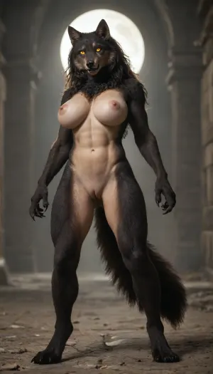 (Furry:1.8), full body, non human, ((anthro wolf, anthro female wolf)), 20 years old, black fur, anthro wolf, wolf faced, furry anthro, anthropomorphic wolf, wolf muzzle, werewolf woman, fur instead of skin, no skin only fur, werewolf fluffy fur, long claws, abs, huge breast, muscular, slender, vagina, detailed pussy, smooth belly, slim, very slim, tight body, very smooth tummy, submissive, slender body


Medieval. random angle, view from below. Fantasy art.high definition. female werewolf, furry, under full moon, big soft breasts, modern-werewolf, full naked, very wide hips, huge ass, a big bulging pussy, claws on her hands, glowing eyes, big sharp claws, fangs, long black fur, she was overcome with sexual passion at the thought of all the men who would soon fuck her.