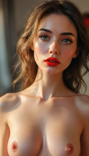 RAW image, Canon EOS R3, DSLR photo, 8k, best quality, (realistic, photo-realistic:1), (8k, RAW photo, best quality, (intricate details), masterpiece, slender, beautiful girl 40 years old, (MILF), proportional, perfect figure, superstar face, gray eyes, large eyes, thin eyebrows, triangular tall face, sharp cheekbones, large mouth, full lips, bright evening makeup, scarlet lips
long brown hair, perfect hair.
eye contact, daring, sexy gaze
Nude
slender neck, narrow shoulders, ((beautiful medium breasts)), narrow waist, narrow hips, long, slender legs, posing standing in a bedroom, daylight), Close-Up, photo, in, phst, artstyle, <lora:MJ52:.8>, <lora:SDXL1.0_Essenz-series-by-AI_Characters_Style_BetterPhotography-v1.2-'Skynet':1>, <lora:Creat0r_MagicDetailzV2_FIX:.8>, SamDoesArts, <lora:SDXLSamDoesArts:.8>