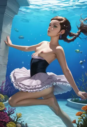 masterpiece, best quality, braided ponytail, photorealistic, 17th century lady, (young woman), (very beautiful), (small natural saggy breasts), deep black skin, curvaceous, Victorian era strapless hoopdress, heaving breasts, exposed breasts, ((underwater)), swimming in the pool of a garden of castle, arched back, raised legs, NEGATIVE_HANDS, hoopdress, (/Ben10), /, (ultra, HD, quality, details), (green, eyes), <lora:bab4d033-acad-4a4e-b6fa-5dda2bad3471.TA_trained:1.7>, <lora:crowd_notrigger:.2>