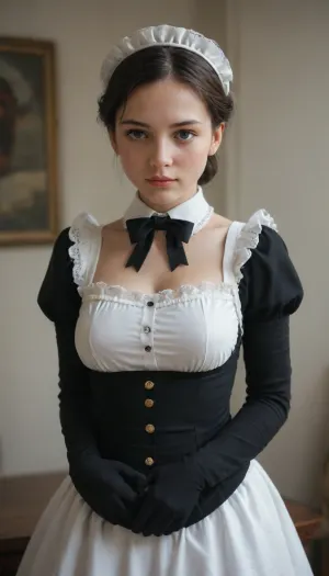 Eudetenis Style, (masterpiece, best quality, amazing quality, very awa, newest, very aesthetic, ultra-detailed, absurdres), 1girl, juliana, (pokemon), in a maid uniform