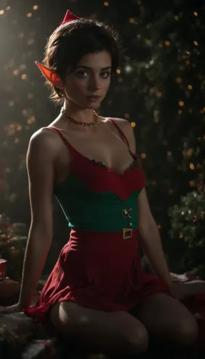 A skinny, (flat-chested:1.2), (very long hard erected nipples:1.5), (highly detailed nipples:1.6), (puffy nipples:1.5), eagerly hot, (blonde sexy female Christmas elf in Santa Claus's gift factory:1.2), score_9_up, score_8_up, score_7_up, 1girl, (Kiriko from Overwatch:1.1), looking at viewer seductively, (sexy catlike eyes:1.2), (long eyelashes:1.2), (natural full lips:1.2), natural makeup, (blowing air out softly:1.1), pleasured, horny expression, orgasm, moaning, happy, (vivid dark pink dress:1.4), choker, (short pixie dark brown luscious hair:2), (uncovered hair:2), (tanned:1.1), (tan lines:1.2), (muscular curvy body:1.2), adult body proportions, flat chest, amazing physique, (wide hips:1.1), (thin waist:1.2), athletic, very fit, sixpack, very muscular thighs, (perfect round small ass:1.2), slim neck, (erect nipples:1.4), (perky breasts:1.1), thigh gap, puffy pussy, on white mattress in a sunny flowery back garden, outdoors, pink flowers in background, (lying on side:1.4), (lifting leg up:1.2), (exposed ass and pussy:1.2), (view from below:1.2), (dynamic pose:1.1), vivid colors. She's wearing a, (half ripped-off wears an open Christmas elf's uniform and a Christmas elf's hat:1.7), underneath surprisingly wet and gasping pussy. She looks extremely seductive, with heavy pounding, hair-pulling, holding, groping, lustfully dominant, (group fucking:1.6), (various sex style:1.7), (gangbang:1.4), (sweaty skin:1.8), ultra wet pussy, cumming, multiple partners, finger anal, vaginal, Reverse Cowgirl, Her entire abused body sweats from every pore, her wet pussy takes in all the hard thrusts with pleasure. The heat shimmers in the air, the light breaks beautifully through the palm leaves, against the backdrop of a well-visited Caribbean beach, (View of the entire group:1.5), (bright sunshine highlights pussy:1.6), (in front of an Christmas Tree), (many giftss in the background:1.6), (ziprealism:1.3), (ultra-sharp details:1.6), realistic skin texture, refined contrast, 8k detail, authentic facial expression, clean composition, (maximum photo quality:1.4), (maximum resolution:1.5), cumming onto face, action pose, random view angle, cloudy, smoke, atmospheric, clouds, fog, ChristmasQuiron, style, glowing, christmas, aesthetic, Chr1stm4s, Cut13, 3lf, elf, Santa's, Factory, gift, cute, smile, <lora:dark:.1>, <lora:Cloudy_Style:.5>, <lora:sdxl_quiron_Chritsmas_v3_lora:1.8>, <lora:Glowing Christmas Aesthetic XL-000003:1.8>, <lora:Christmas_Cute_Elf:1.9>