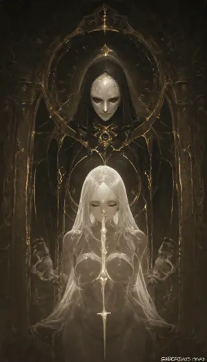 A ghost woman gives a blowjob to a man