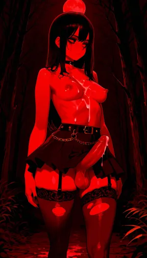 forest park at night, moon light, masterpiece, photo, photorealism, ultra realistic, 8k, 4k, 25yo, ((shemale:1.2)), (girl with dick:1.5), dickgirl, futa, futanari, cute femboy, a beautiful femboy, goth, emo, punk, ruined makeup, ((choker)), ((ripped stockings with garterbelt)), messy long hair, girl with dick, (futa), shemale, massive hips and a penis, standing up, full rear nude, back view, body centered ~, small tits, skirt, panties on the side, slim waist, sissy slut, tiny boobs, cum on penis, precum, puffy, dark, ghost, wide, limp-futa, limp-penis, her dick hanging under her closed legs, cum on stomach, cum on chest, testicles, cum, detailed, eyes, pierced nipples, big nipples, perfect, freckles, skin, texture, photorealistic