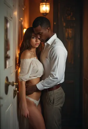 (Image strength:.01), (he is totally visible:1.5), Distinct spacing between bodies, (Door gap:2), (nsfw), ((((ultra erotic:1.6))), ((night time)), ((dark lighting)), (((white female))), ((white shirt), ((apartment building)), (perfect glowing shiny brunette hair)), (black_man+white_woman:1.5), ((African-grandfather:1.6)), Spy photo through door gap of a run down apartment with a grandfather caught violently groping young schoolgirl's body, the man opens the door to show the cuck father his girl after a night of hard fucking, she is tired and happy from the 10 orgasms she has had, ((satisfied:1.5), her pussy is wet and filled with cum, ((1 man_1 female)), ((African grandfather:1.4)), ((sensually groping:1.9)), ((caressing:1.9)), (no underwear:1.99), shocked, sharp focus, (8k uhd:.8), ultra-detailed, RAW Amateur Photo, slum, long straight hair, 1girl, perfect face, detailed natural skin texture, detailed hair, detailed eyes, full bodies view, vintage, cinematic, scene, black, and, white, photo, Stable-Yogis-Makeup-Enhancer-XL)), carolinewinberg_sdxl_embedding





depth of field, photography by Natalia Drepina, <lora:BUT_SDXL_SHS:2>, <lora:MJ52:1.9>, <lora:Vivid Midjourney mimic - XL SDXL v2.0:1.9>, <lora:littlecaprice (1):.8>, <lora:ClearHand-V2:.8>