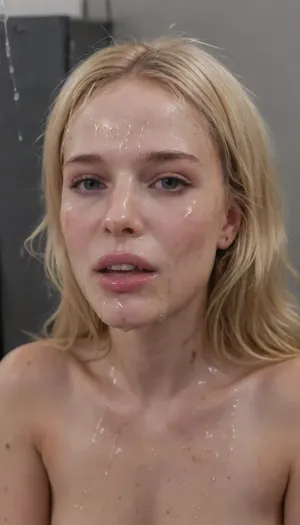 full portrait of pretty polish woman kneeling, ((very cute 30 years old)), tall and. very skinny, cheeky smile, ((high detailed skin)), high quality, detailed skin texture, (highly detailed hair), ((skinny body)), ((slim body)), (realistic), soft focus, insanely detailed, highest quality, ((short tight clothes)), naked waist, ((excessive cum on face:1.8)), bukkake facial, lots of cum drips, lots of cum, 4ng3l, ((blonde hair)), woman, cum, on, face, <lora:SDXL_BetterFaces-LoRA_v1:.6>, <lora:JustCum:1.4>