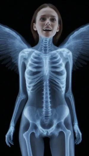 xray woman, fallen, angel, focus, feathered, wings, no, humans, skin, red, bioluminescence, outstretched, arms, sharp, teeth, realistic, eyes, claws, flying, glowing, laughing, horror, (theme), spread, full, body, from, behind, looking, at, viewer, portrait, close-up, leaning, forward, xts, <lora:DD-xray-v1:2>, <lora:fallen angel male epoch 9 main:2>, <lora:xray_v1.0:2>, <lora:xray:2>