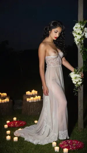 Realism, 1 indian 18yo beauty black wavy hair, 1 girl, bride dress, lipstick, on a photoset, undressing, candles and flowers, light, night, <lora:undressing_XL_v1:.8>