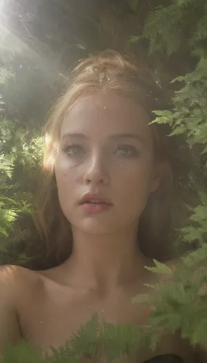 From above, psychedelic, hallucinations, a Brown cutie with the cutest face possible lays in the ferns and moss, dew, raindrops, round face, holding nipples, cute, big cheeks, small chin, round jaw, cute chubby body, tan skin, small body, 13yearold, small perky boobs, tiny tits, very tight collar polo shirt, crop top, under boob, closeup, freckles, terrified of the viewer, eye contact, long wavy hair, makeup eyes, huge blue eyes, lusting cum, desiring cock, fiend, jungle cave, ferns, sunlight, stud earrings, toned belly, princess, diamonds, jewels, dust, light rays, lens flare, aberrations, artefacts, distortion, Detailed, tree, branches, showing, complex, fractal, patterns, against, a, sky, natural, nature, high-resolution, image, of, with, branching, pattern, tree., in, winter, showcasing, the, without, leaves, leafless, serene, landscape, featuring, detailed, nature., close-up, emphasizing, design, intricate, fantasy, forest, where, trees, have, exaggerated, abstract, representation, focusing, on, their, <lora:Fractal_Fusion-000009:.8>, <lora:EnvyFairyQueenXL01:.8>, green, eyes, blue, brown, perfecteyes, <lora:PerfectEyesXL:.8>