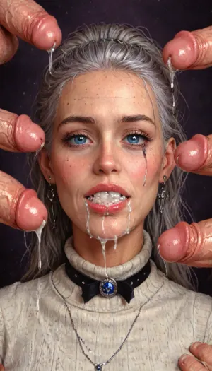 UHD, 8k wallpaper, (maximum quality:1.5), (ultra high resolution:1.7), (masterpiece:1.2), (full body view), award winning photo, (Extreme:1.85), (insanely detailed:1.9), (realism:1), (realistic:1.7), (hdr:1.4), hyper-detailed realistic body, hyper-detailed realistic face, (warm ambient light:.5), (dark shadows:1.4), Photorealistic masterpiece captured with high-end DSLR camera like Canon EOS 5D, full body shot long shot from head to toe without cropping any part of the legs or feet, vertical composition with tall aspect ratio for full height view, no cropped image no close-up no medium shot no bust portrait, generate initial full body frame and outpaint if needed to include entire figure, in the style of wide-angle photography with zoom out effect, 23 years old girl named Rosa Kovac, long platinum hair in high ponytail, blue eyes with vivid brightness and long lashes, pale skin with rosy accents and flawless smooth texture, diamond youthful face with high arched brows, refined cheekbones, delicate nose and natural soft full lips, Hungarian roots, elegant makeup with thin liner and balm lips, slim feminine body with small natural B-cup bust firm and perky, very narrow toned waist, narrow curvy hips, small firm rounded buttocks, long poised legs with slender thighs graceful calves and delicate arched feet, elegant slender arms with toned forearms and graceful hands with long fingers and manicured nails, height 171 cm, graceful and intellectual character, librarian, loves books and classical music, no nudity, artistic, indoors in a cozy library with bookshelves, dressed in form-fitting but non-revealing clothing, tight knit turtleneck sweater, slim leggings, flat loafers, accessories like thin belt and earrings, standing with one hand on hip, confident light expression, soft ambient lighting with gentle shadows hinting contours artistically, ultra-detailed skin texture and fabric details, pure realism, exhausted ecstatic expression, painful, starring into the camera, ((Hyper realistic)), (ultra HD image), 8k, super high quality, super high resolution, extremely detailed, perfect face, perfect eyes, ((crying alot:1.135)), extremely shy, cock in mouth, (brutal face fuck), Blowjob, (tears in eyes:1.5), (running makeup), (cum drips from nose:1.3), (cum explosion from mouth:1.65), (5 men jerking off on her:1.4), ((old man fucking her from behind:1.5)), she is extremely beautiful, ((view from the side)), ((brutal sex:1.3)), ((extremely rough pounding)), ((forceful)), tied up in chains, hands behind back, (anal:1.5), (masterpiece:1), hard nipples, hourglass waistline, perfect anatomic body, anal spitroast, gagging on cock, 35mm photograph, film, professional, 4k, 1girl, 5 boys, hdr, photographic, ultra realistic, ultra high details, back light, anal sex, with large muscular black men, <lora:Dark_Elf_Warrior:2>, <lora:Drow:2>, <lora:zavy-brbrn-sdxl:2>, <lora:LCMTurboMix_Euler_A_fix:2>, <lora:JuggerCineXL2:2>