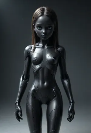 carbon android, mechA GIRL, carbon fiber body, carbon face, skinny, thigh gap, carbon pussy, very long metallic hair, (cute:1.5), (young:1.5), cf_style, <lora:Carbon_Fiber_Style_World_Morph_SDXL_-_Snoodler_-_V2.0:.8>, ral-carbonfiber, <lora:ral-carbonfiber-sdxl:.8>, robot, transformation, robotization, <lora:RoboTF:.8>