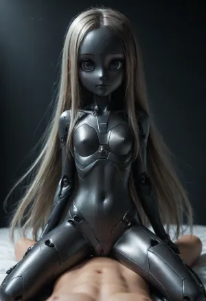 carbon android, mechA GIRL, carbon body, carbon face, skinny, thigh gap, carbon pussy, very long metallic hair, (cute:1.5), (young:1.5), pov fuck her, straddling, cf_style, <lora:Carbon_Fiber_Style_World_Morph_SDXL_-_Snoodler_-_V2.0:.8>, ral-carbonfiber, <lora:ral-carbonfiber-sdxl:.8>, <lora:EnvyMechaGirlXL02:.8>