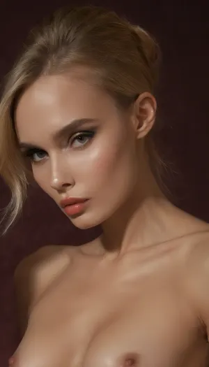 (An enrapturing nude study of an stunningly beautiful woman silhouetted against a velvety backdrop, closeup portrait, avant-garde high fashion esthetic, intense sensual anticipation, palpable sexual tension:1.6), , (focus on eyes, large expressive eyes, sensual expression, mesmerizing eye contact:1.2), , (short ash blonde hair, swept-back hairstyle, messy hair:1.4), , (pale creamy porcelain skin, sharp high cheekbones, small sharp chin, defined jawline), , (rockstar attitude, strong jawline, chiselled cheekbones, playful expression:2), , (f/2.8, shallow depth of field, layered composition, strong vignette, split lighting:1.4), , ponychar3-RBSYPV3, <lora:ponychar3-0-RBSYPV3:.8>, , 4ng3l face, <lora:SDXL_BetterFaces-LoRA_v1:.8>, , dark, chiaroscuro, low-key, <lora:zavy-cntrst-sdxl:.8>, , Stable-Yogis-Makeup-Enhancer-XL