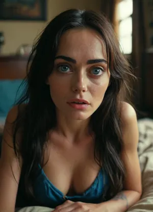 full long black hair, professional, color, grading, Lucy, FalloutCinematic, extreme dark eye shadows, (giant detailed blue eyes:.9), thepose, lying on her belly, laying on her stomach, prone, (face near viewer), beautiful feet, beautiful toes, (mature, cute, adorable, shy:1.2), (extreme upstanding nose:1.3), very long upstanding nose, feet playfully kicked in the air, looking up at viewer, best quality, (wrinkled forehead:1.3), (extreme full long hair:1.4), (giant shiny perfect eyes:1.3), (thick eyebrows:1.3), (extreme overnighted:1.3), (long nipples:1.2), extreme detailed perfect eyes, perfect hands holding breast, <lora:ThePose:1.7>, <lora:MJ52:.8>, <lora:Lucy:.8>, <lora:FalloutCinematic:.8>, <lora:mouth_opened:.2>