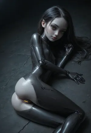 carbon android, mechA GIRL, carbon fiber body, carbon face, skinny, thigh gap, carbon pussy, carbon fiber ass, very long metallic hair, thick hair, (cute:1.5), (young:1.5), a lot of glowing lines on body, lying on side, ass next to pov, alone, cum dripping pussy, cf_style, <lora:Carbon_Fiber_Style_World_Morph_SDXL_-_Snoodler_-_V2.0:.8>, ral-carbonfiber, <lora:ral-carbonfiber-sdxl:.8>, electalien, artstyle, <lora:Electric Alien - Trigger is ElectAlien Artstyle:.8>, zavy-hrglw, <lora:zavy-hrglw-sdxl:.8>