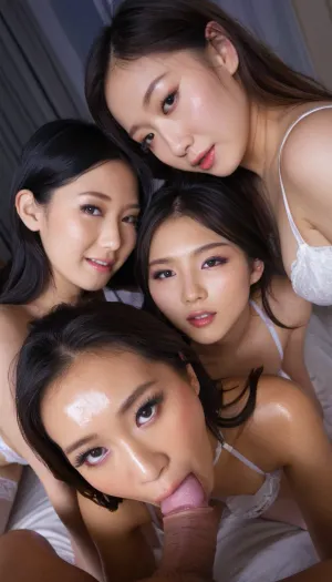 Erotic candid intimate photo, extremely photorealistic, (3girls:1), (3 Korean supermodels:1), 18 years old, (three Korean kpop idols), (three asian beauties), (pale shiny skin), (gorgeous asian eyes), (kpop makeup:1), three beautiful gorgeous Korean supermodels, lesbianism, breathtaking beautiful Korean faces, Korean fitness supermodel body, high resolution skin, 8k, 150mm, highly detailed eyes, highly detailed face, thin face, ultra realistic skin, hyperrealistic, pale Korean skin tone, different k-pop hairstyles, different hair colour, dark dorm room, wearing erotic expensive micro-lingerie with garter belt and stockings, partially covered by a white satin blanket, (luxurious expensive elegant hotel bedroom:1), ultimate realism, dim low lighting, at night, dark, night, realistic detailed skin texture, 3 kpop idols having explicit-lesbian-sex, intimate, diverse happy and fun emotions, candid intimate lesbianism moment, (random close view and angle with perspective:1), focus on faces, (K-pop makeup:1)