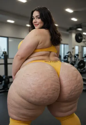 ultra realistic, Canon EOS pro shot, Gigantic wide hips, (chubby, obese, square body, fat, cellulite:1.4), (plump, obese, ssbbw, pear shaped body:1), ultra realistic photography, at the gym, pastel yellow leggings, smiling, happy, wet body, sweating, too fat to make exercises, thick thighs, massive fat ass, humping, ultra realistic background, (long straight black hair:1.4), (((maximum details))), action shot, gigantic ass, chunky, crazed, <lora:Image Enhancer XL Extreme v1:.6>, ac3fus1on, artstyle, <lora:ac3fus1on:.8>, intricate details, lights and shadows effects, <lora:Adjust_SDXL_v3.0:2>