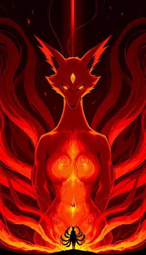 Extremely high-quality, highly detailed, cinematic, 8K, HD photo, (((she is dressed sensually as Kurama, the nine-tailed fox from Naruto))), .