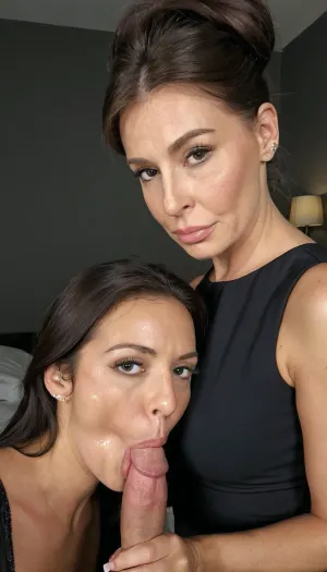 2women, 1male, 60 years old high society females, expensive hairstyle, breathtaking beautiful modern rich cougars, holding submissive young man’s erected penis, looking into the camera, females older than male, Detailed, natural, and, blemishes, without-makeup, acne, wrinkles, looking, at, viewer, very dark bedroom, low light, dark background, night, luxury, elegant, jewellery, imperfect realistic skin, realistic, eyes, dress, 2girls, 55, years, old, mature, female, see, info, in, lora, for, more, tags, wo_veravluv01, mlfpchs, 4ng3l, face, <lora:milfpeaches_RealvisXLV5(e14):.8>, <lora:SDXL_BetterFaces-LoRA_v1:.8>